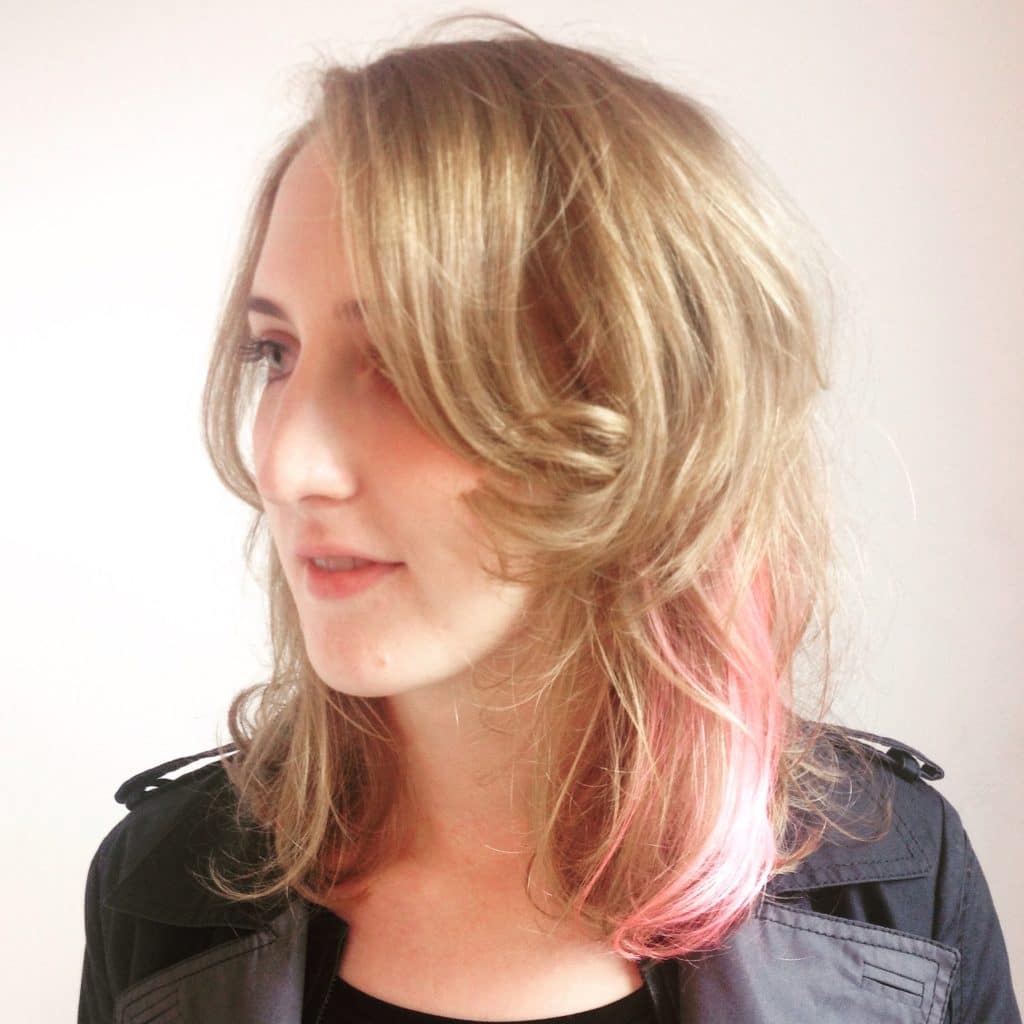 Long Hair Style Blonde and Powder Pink