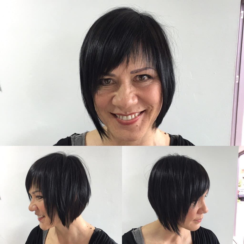 woman smiling with short haircut
