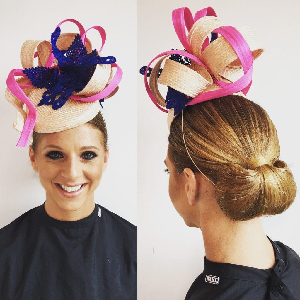 Woman with a bun hairstyle with a hair accessory