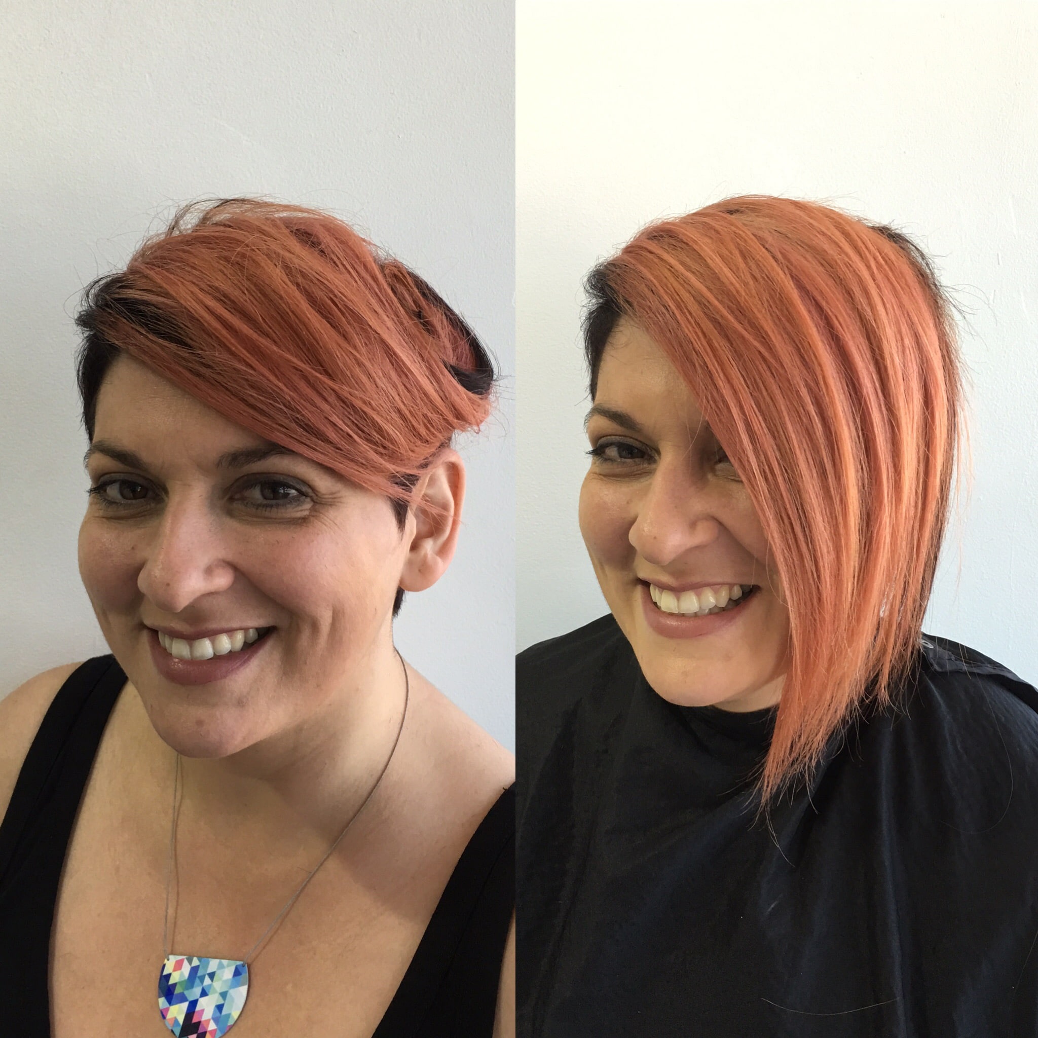 woman smiling with short hairstyle