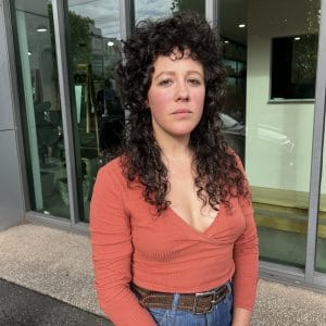 woman with curly hair