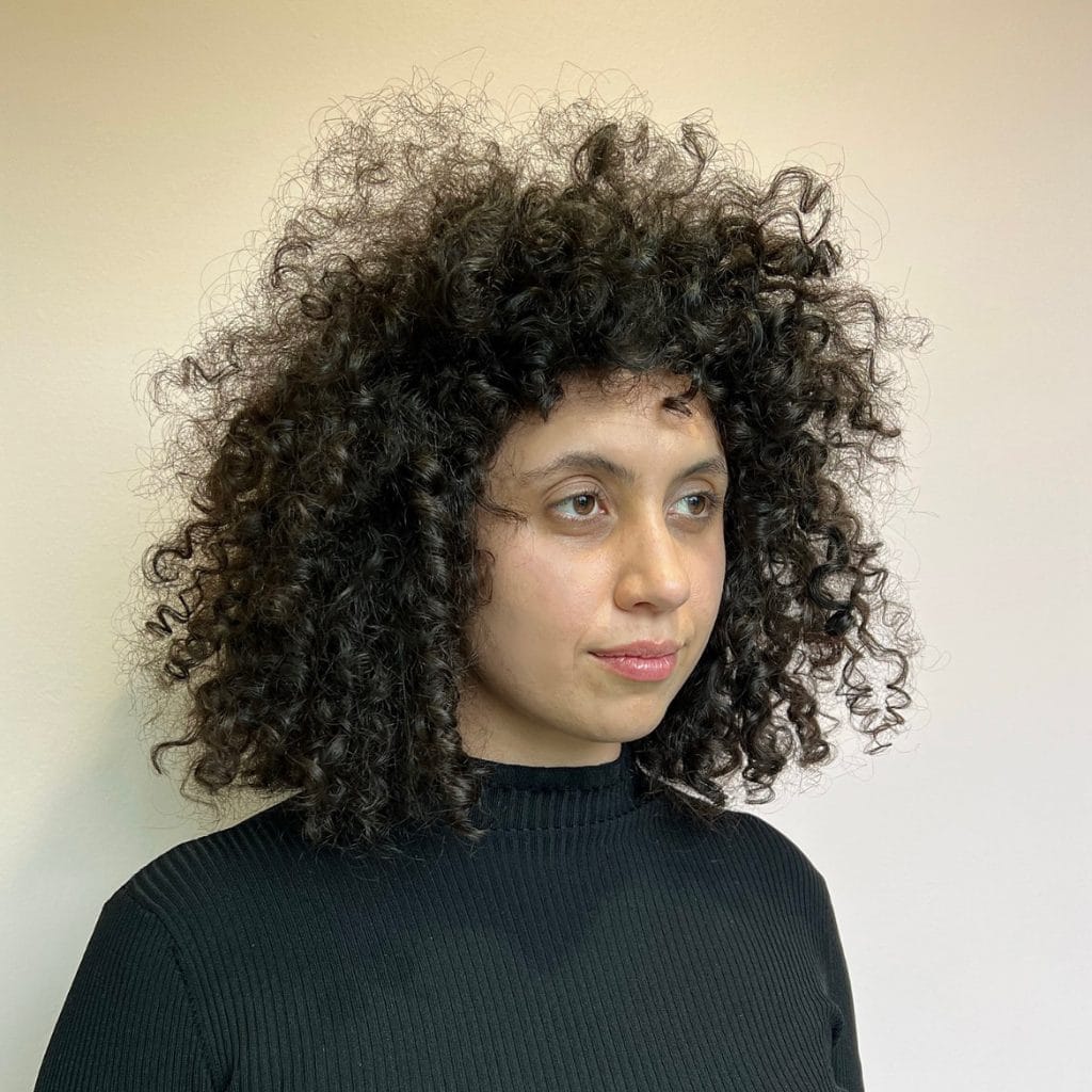 woman with curly hair