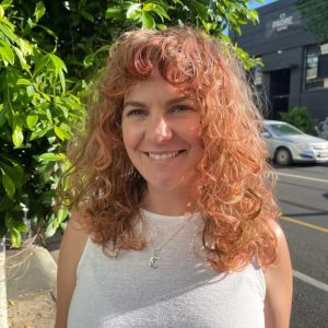 woman with curly hair