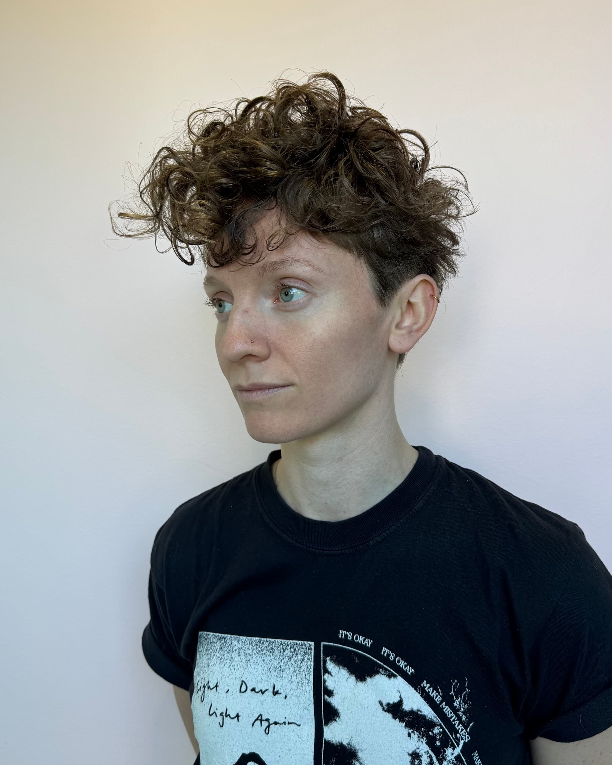 Quiff pixie haircut on model