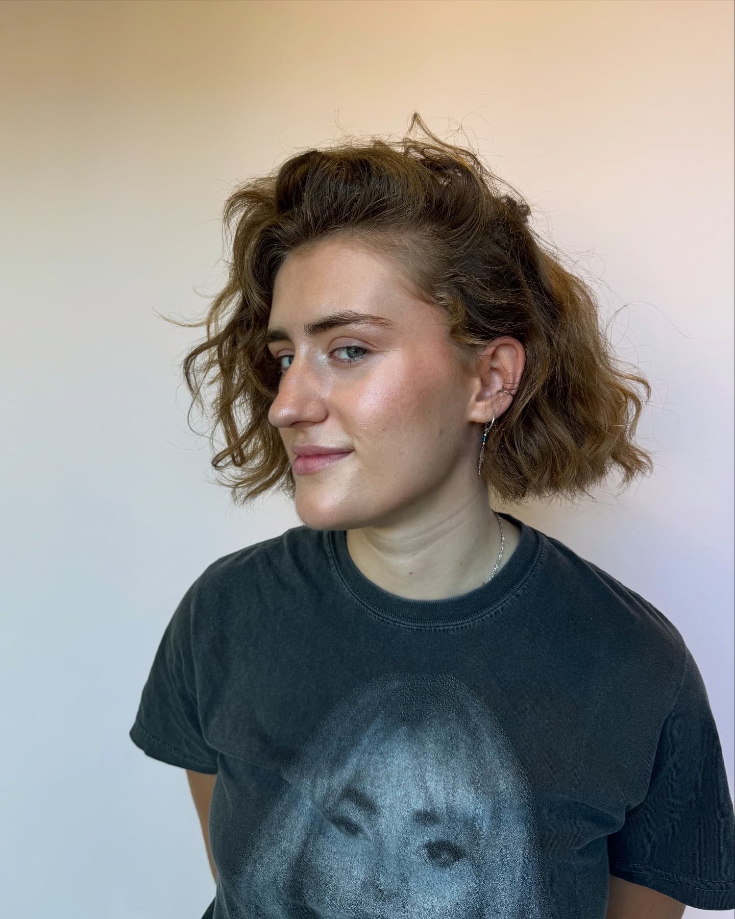 Short wavy shullet by Delilah Hair Studio